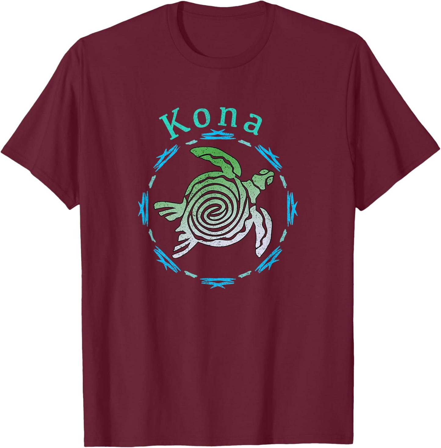 Kona Hawaii Vintage Tribal Turtle Gift T-Shirt - T-Shirt | Maroon