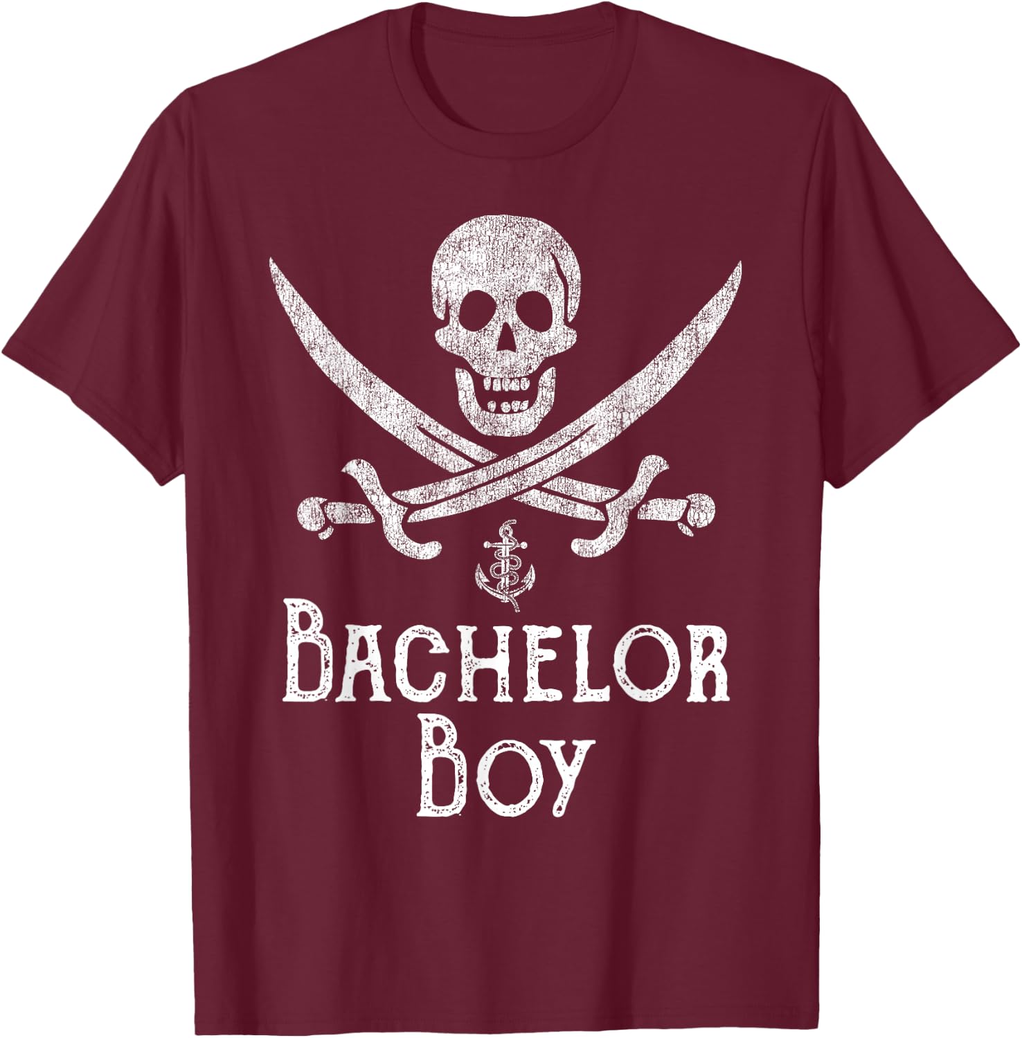 Bachelor Party Shirt Funny Pirate Skull Sword Groom Gift T-Shirt - T-Shirt | Maroon