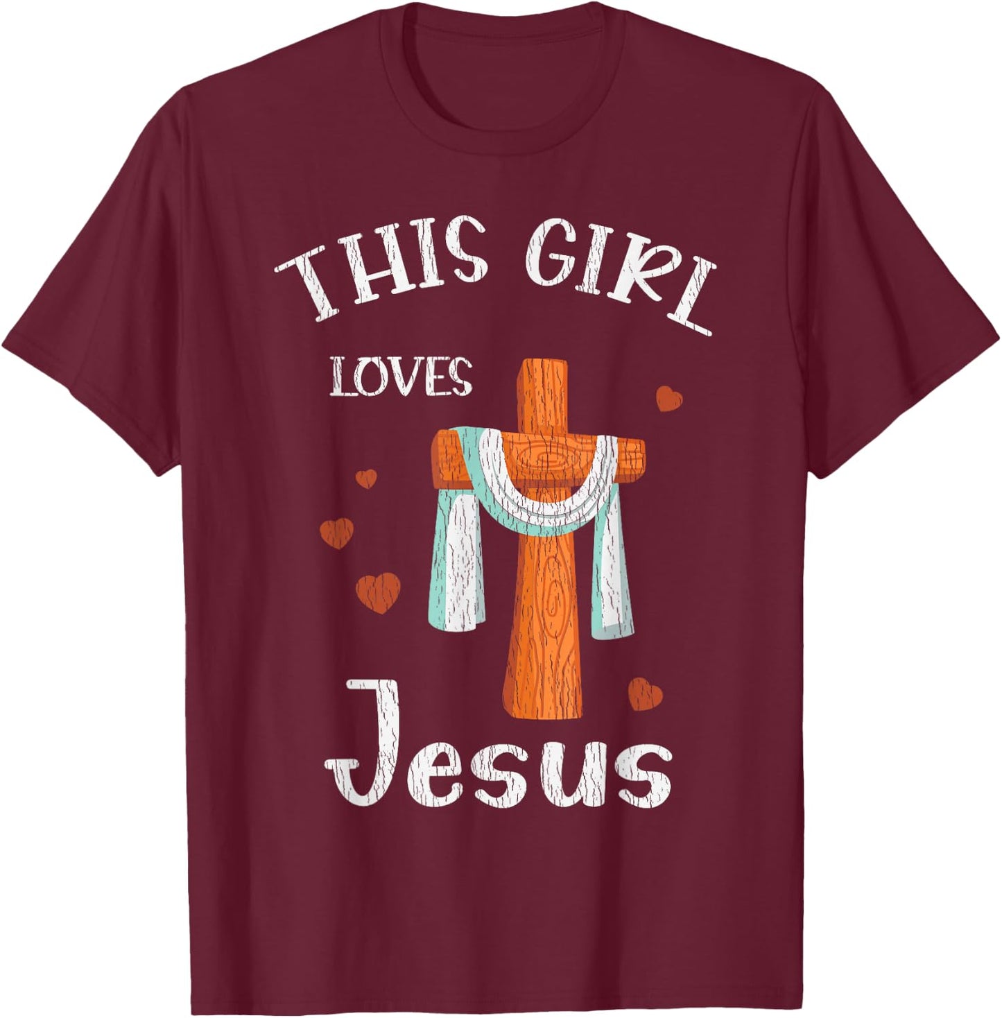 This Girl Love Jesus Teens Kids Women Christian Faith Pajama T-Shirt - T-Shirt | Maroon