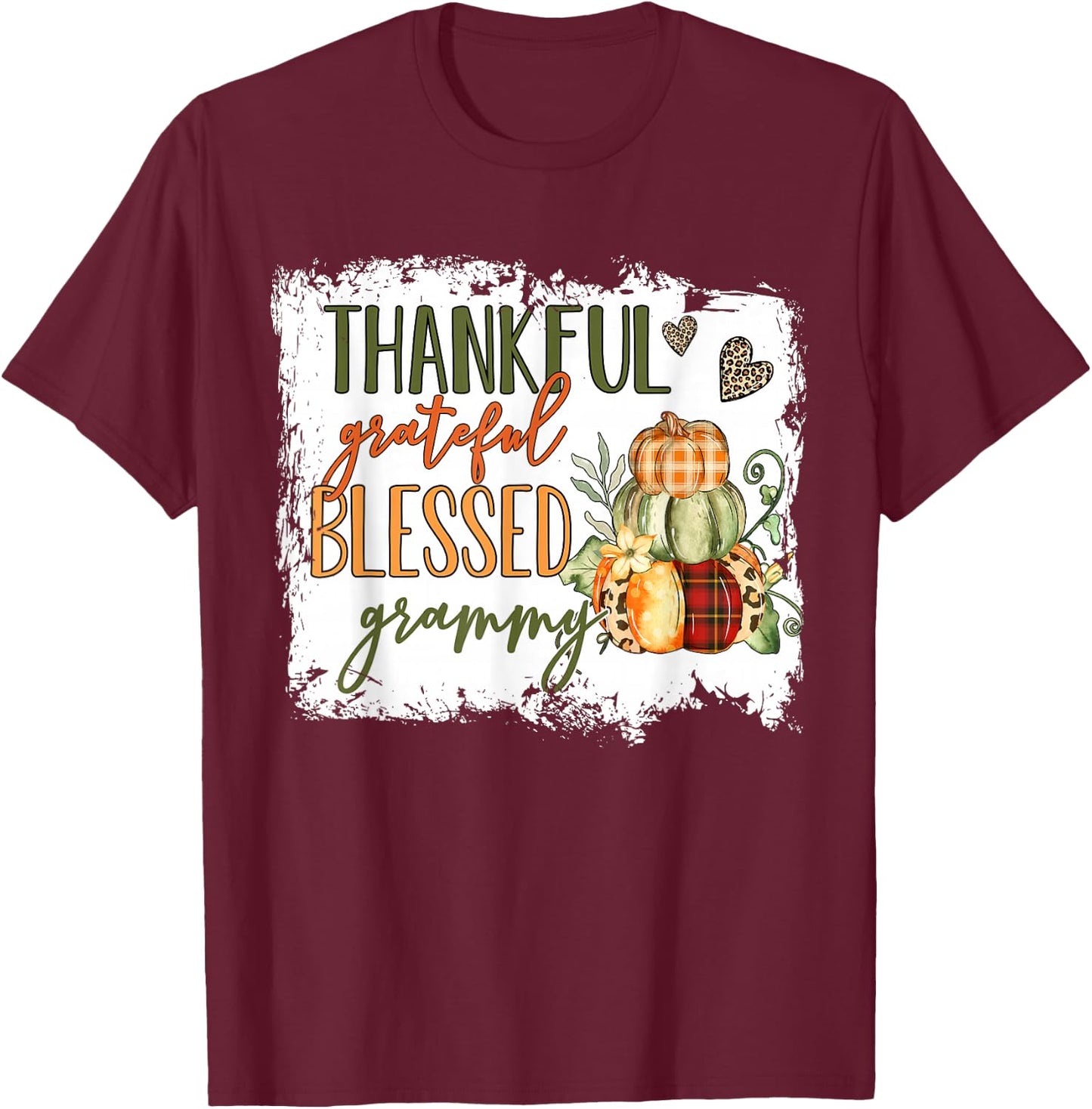 Thankful Grateful Blessed Grammy Pumpkin Thanksgiving T-Shirt - T-Shirt | Maroon
