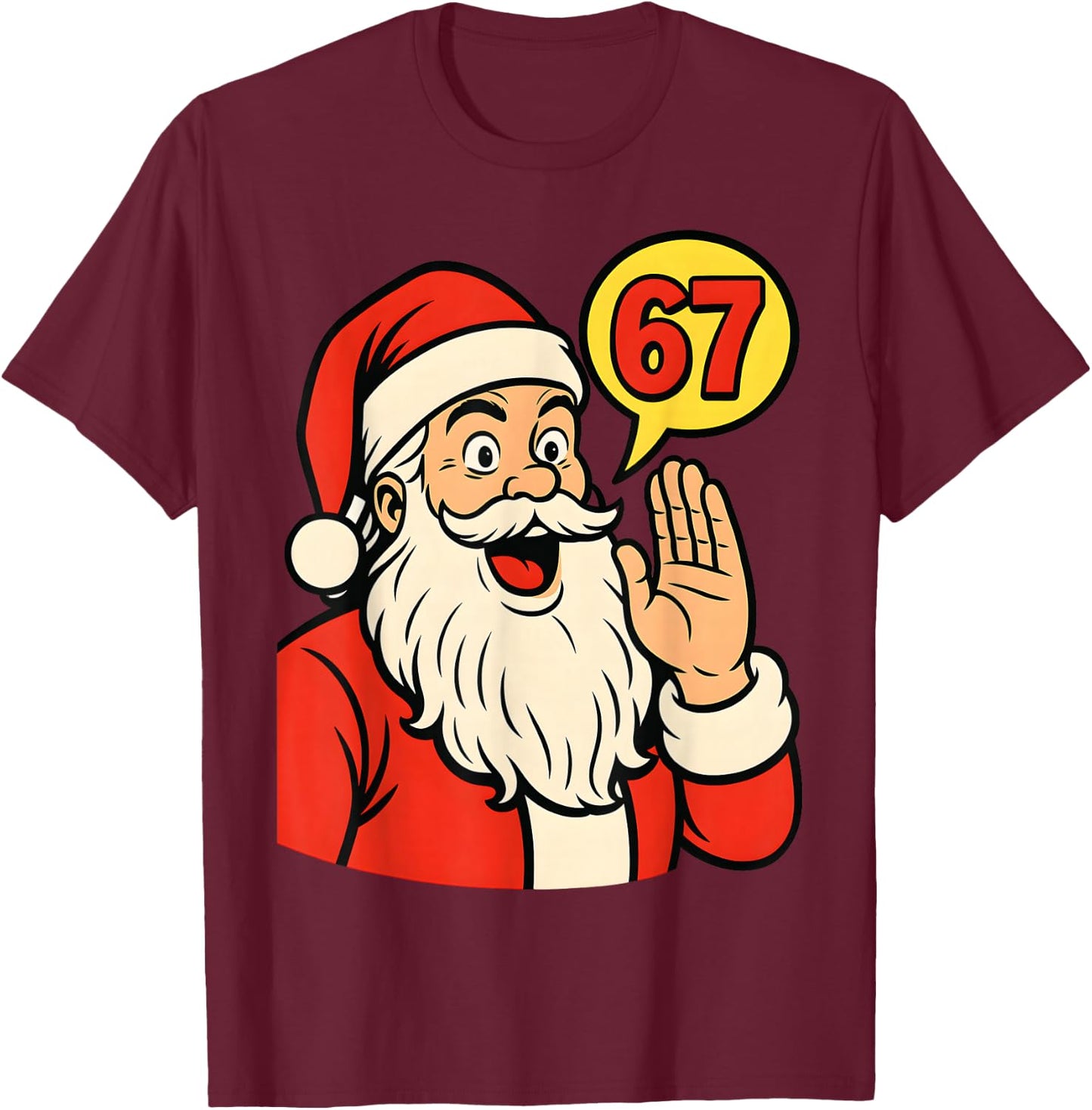 67 Christmas Retro Six Seven Meme Brainrot Santa Claus Boys T-Shirt - T-Shirt | Maroon