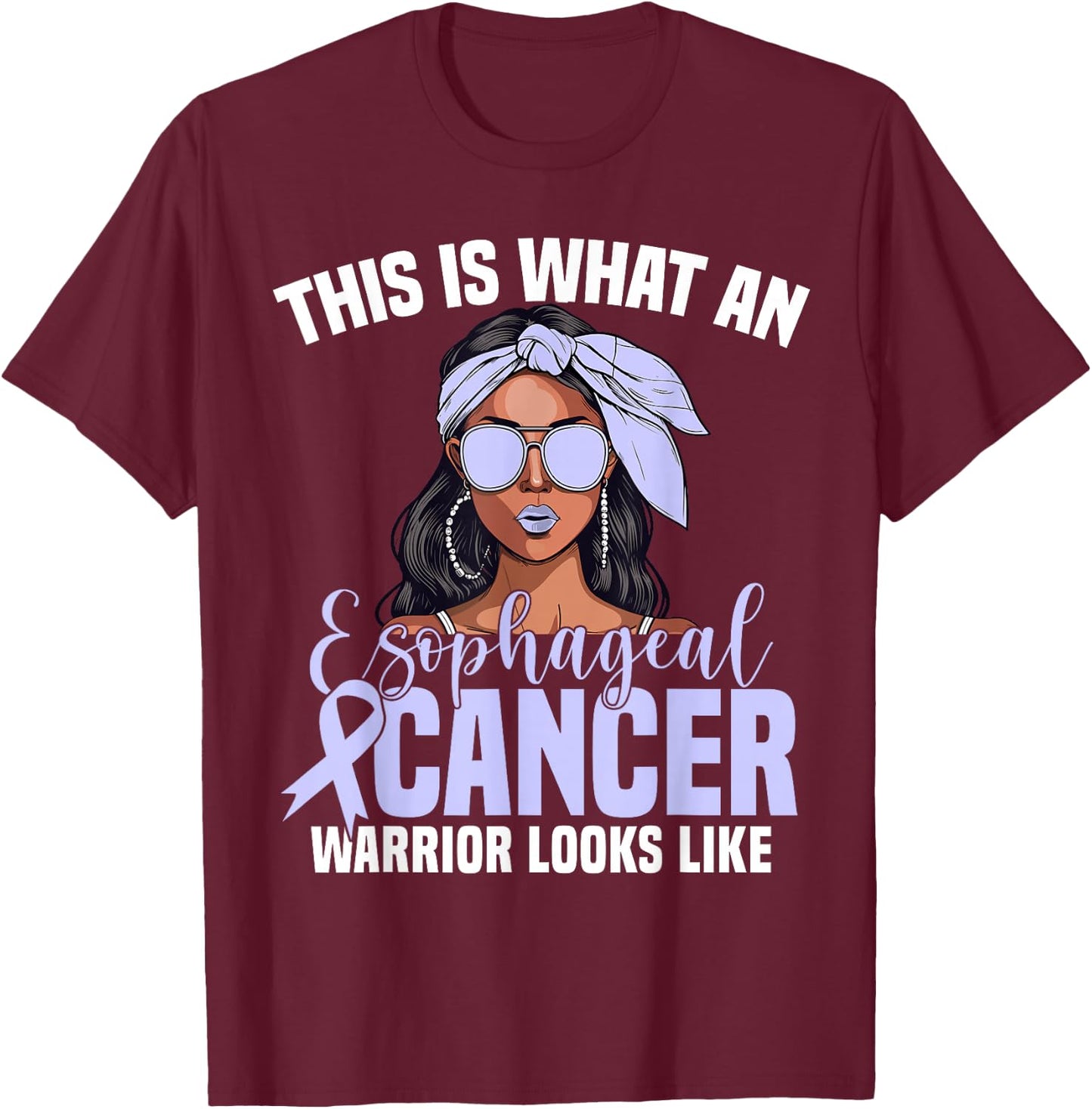 Cancer Warrior Women Fighter Awareness Esophageal Cancer T-Shirt - T-Shirt | Maroon