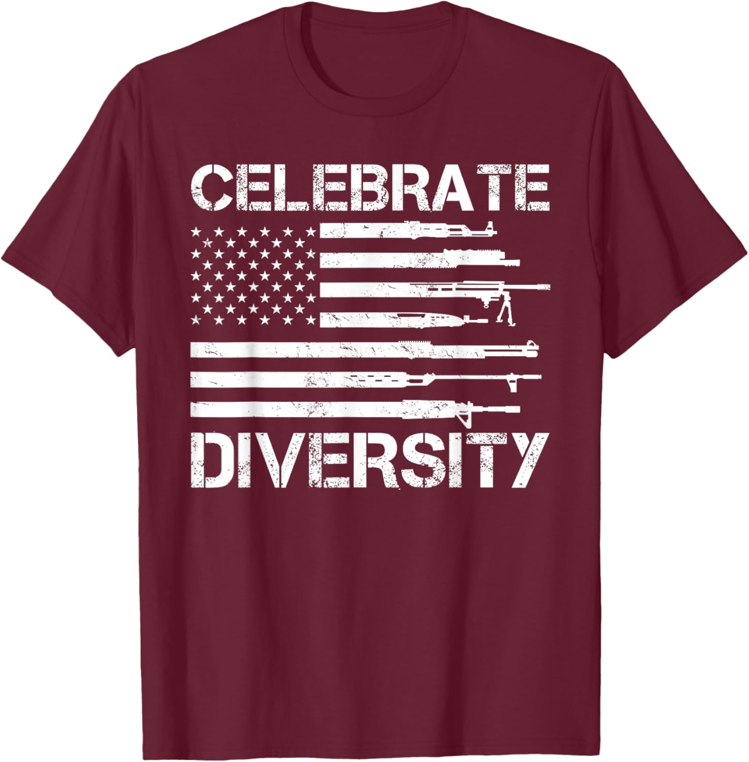 Proud Veteran Gun Owner Bullets American Flag HBL Celebrate Diversity Bullet Gun Rights Gun Lover Soldier T-Shirt - T-Shirt | Maroon
