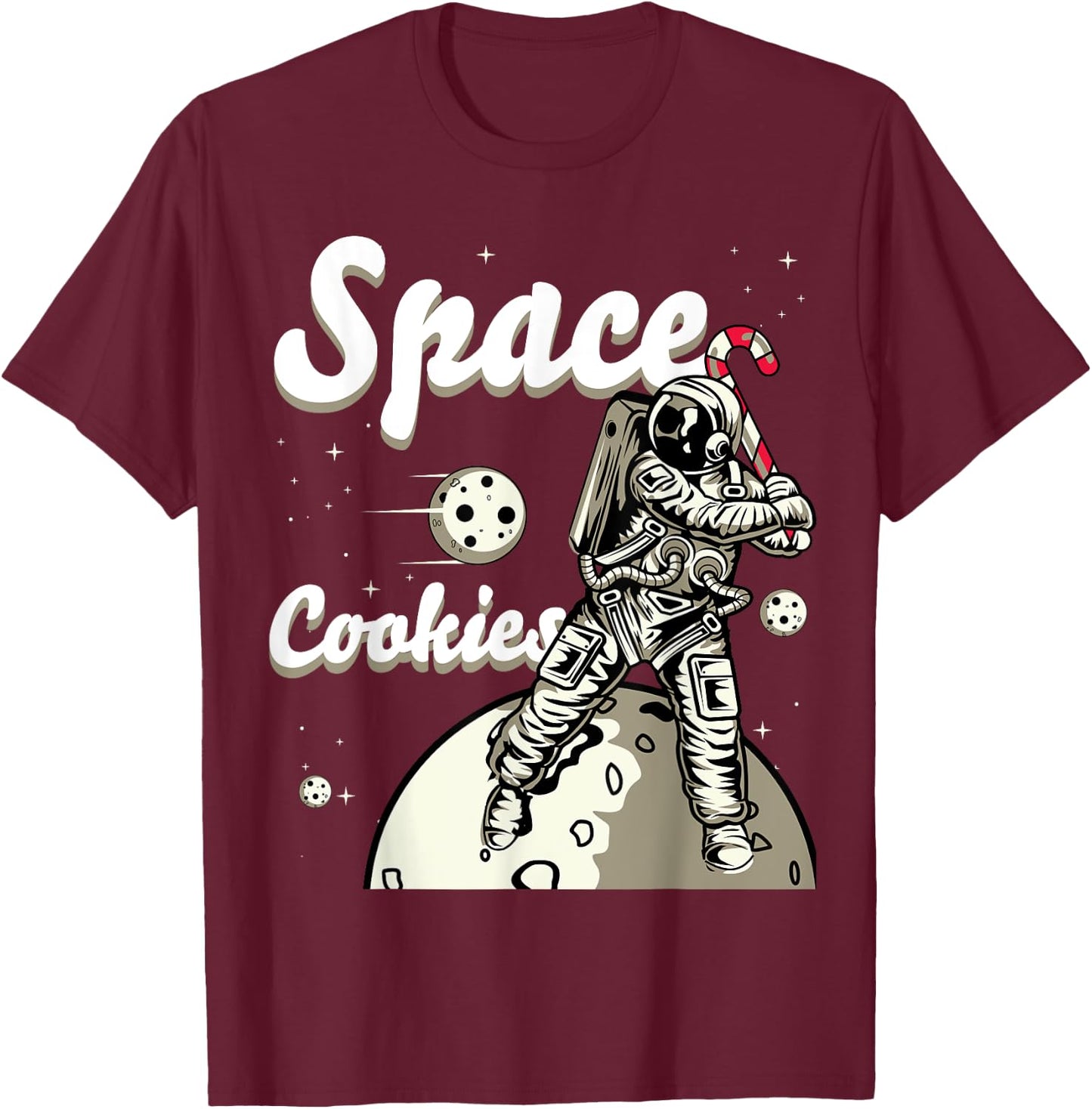 Space Cookies Xmas Weed - Christmas Marijuana T-Shirt - T-Shirt | Maroon