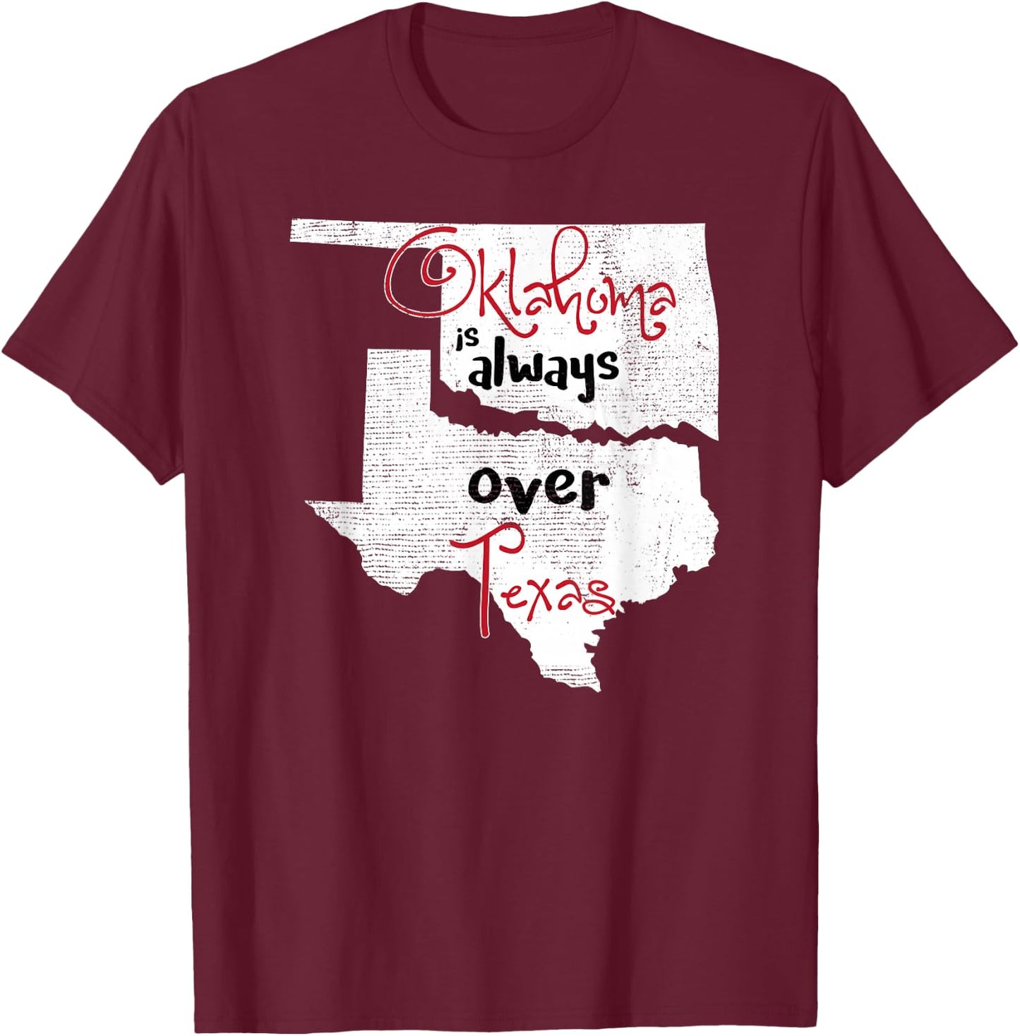 Oklahoma Texas Rivals Okie Distressed T-Shirt - T-Shirt | Maroon