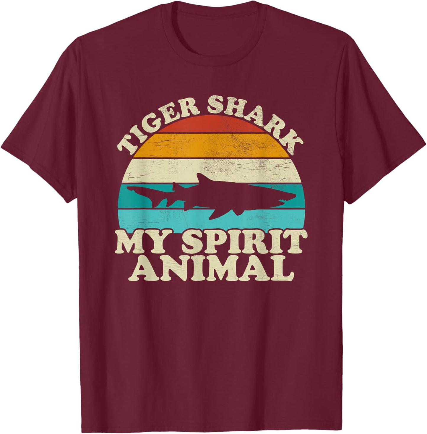 Tiger Shark My Spirit Animal - Vintage Fish Fishing T-Shirt - T-Shirt | Maroon