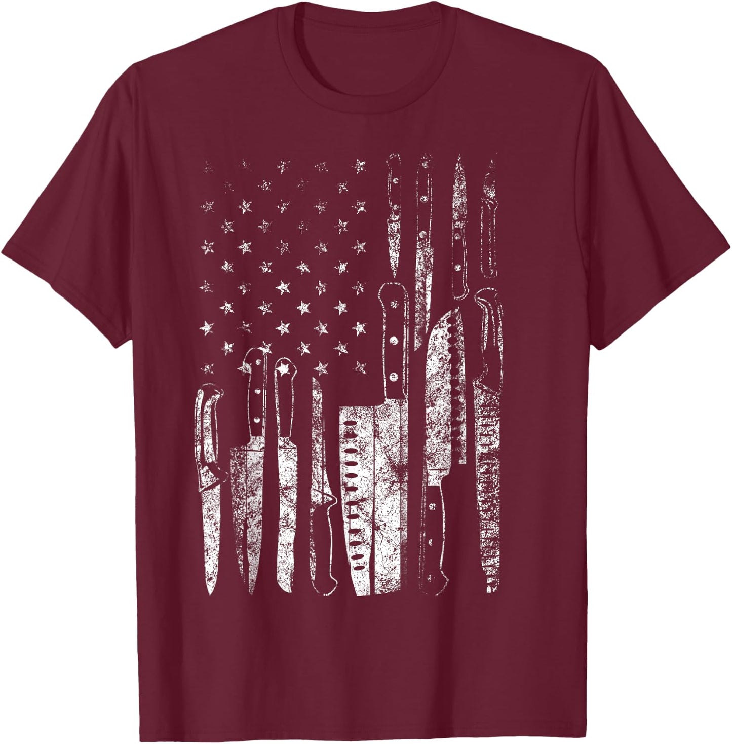 American Flag Chef Knife Set Collector T-Shirt - T-Shirt | Maroon