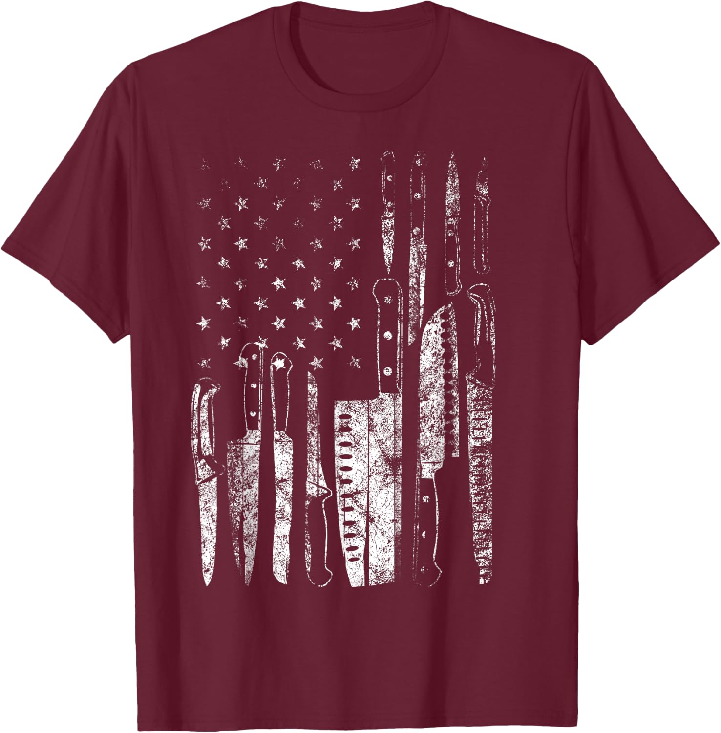 American Flag Chef Knife Set Collector T-Shirt - T-Shirt | Maroon