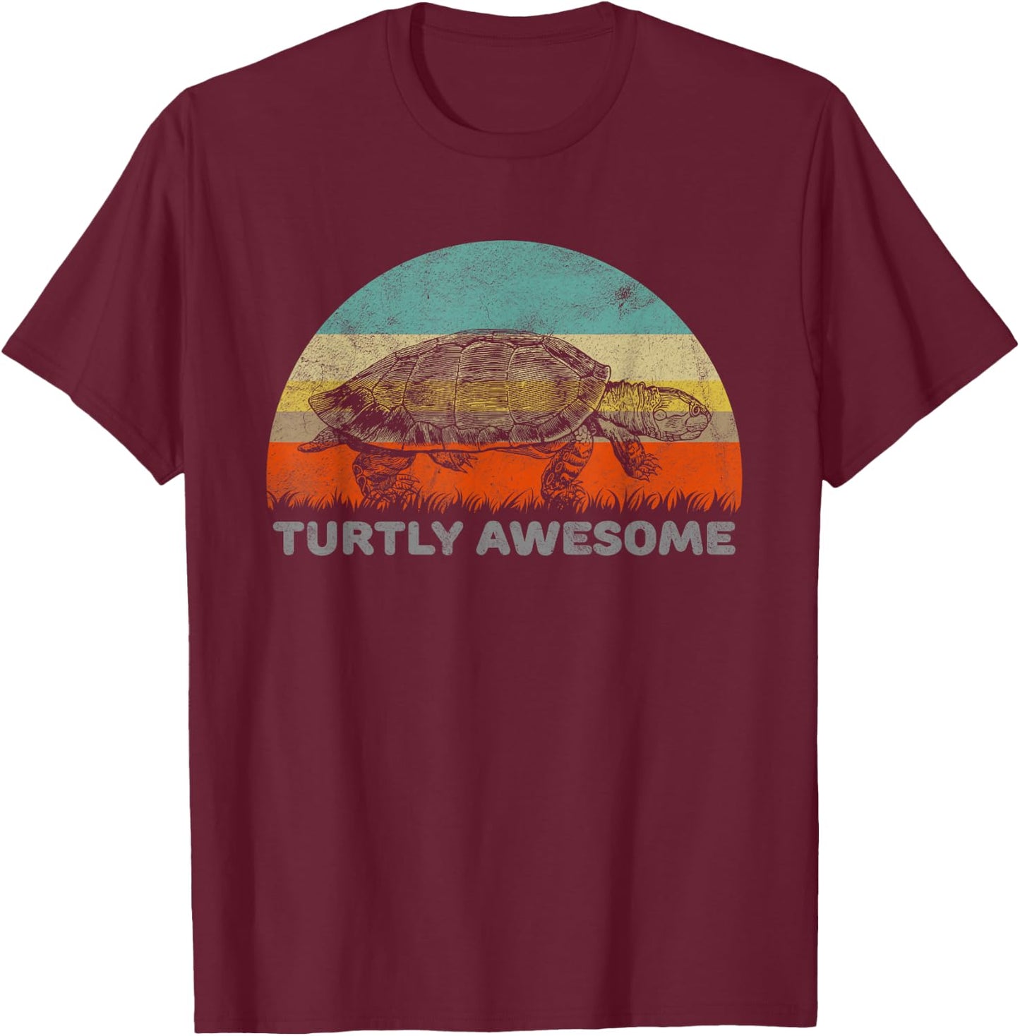 Funny Turtle Pun Turtly (Totally) Awesome T-Shirt - T-Shirt | Maroon