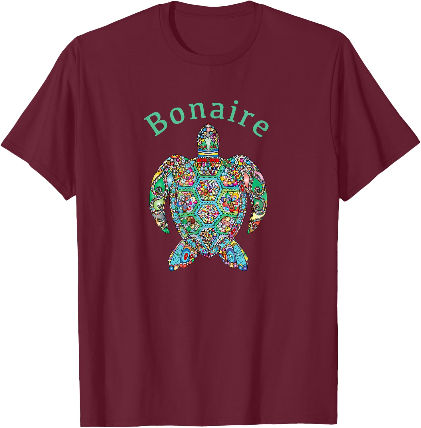 Bonaire Tribal Turtle T-Shirt - T-Shirt | Maroon
