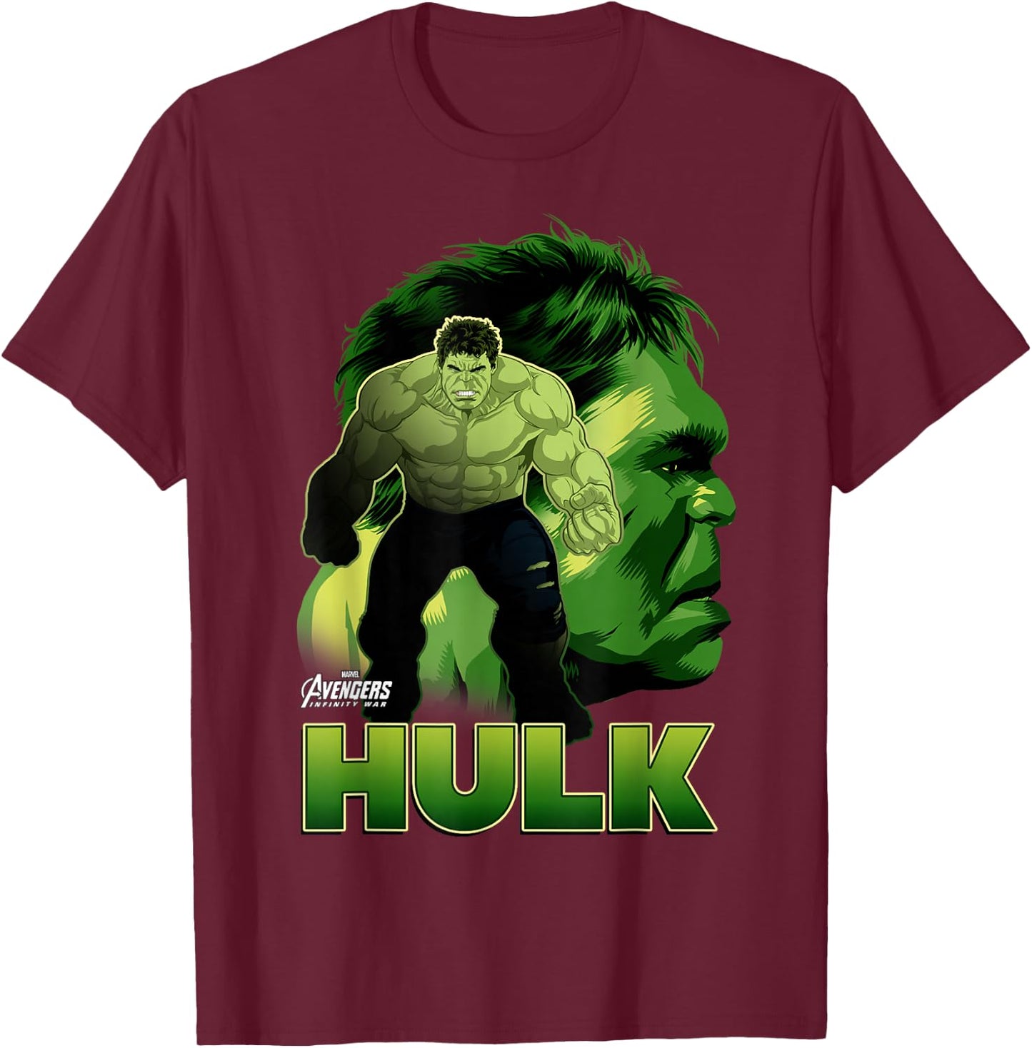 Marvel Infinity War Hulk Big Head Profile Graphic T-Shirt - T-Shirt | Maroon