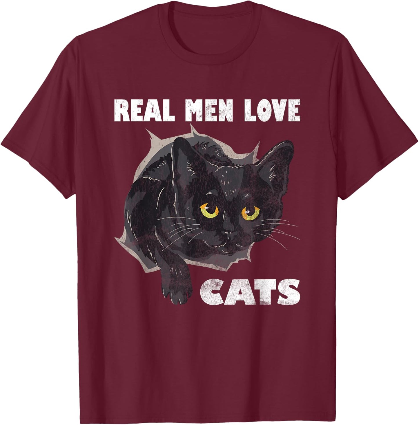 Real Men Love Cat Cats Lover Fathers Day Idea T-Shirt - T-Shirt | Maroon
