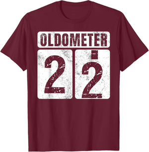 Oldometer 22 Shirt Vintage Funny 22nd Birthday Gift T-Shirt - T-Shirt | Maroon