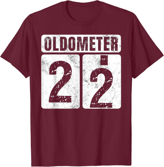Oldometer 22 Shirt Vintage Funny 22nd Birthday Gift T-Shirt - T-Shirt | Maroon