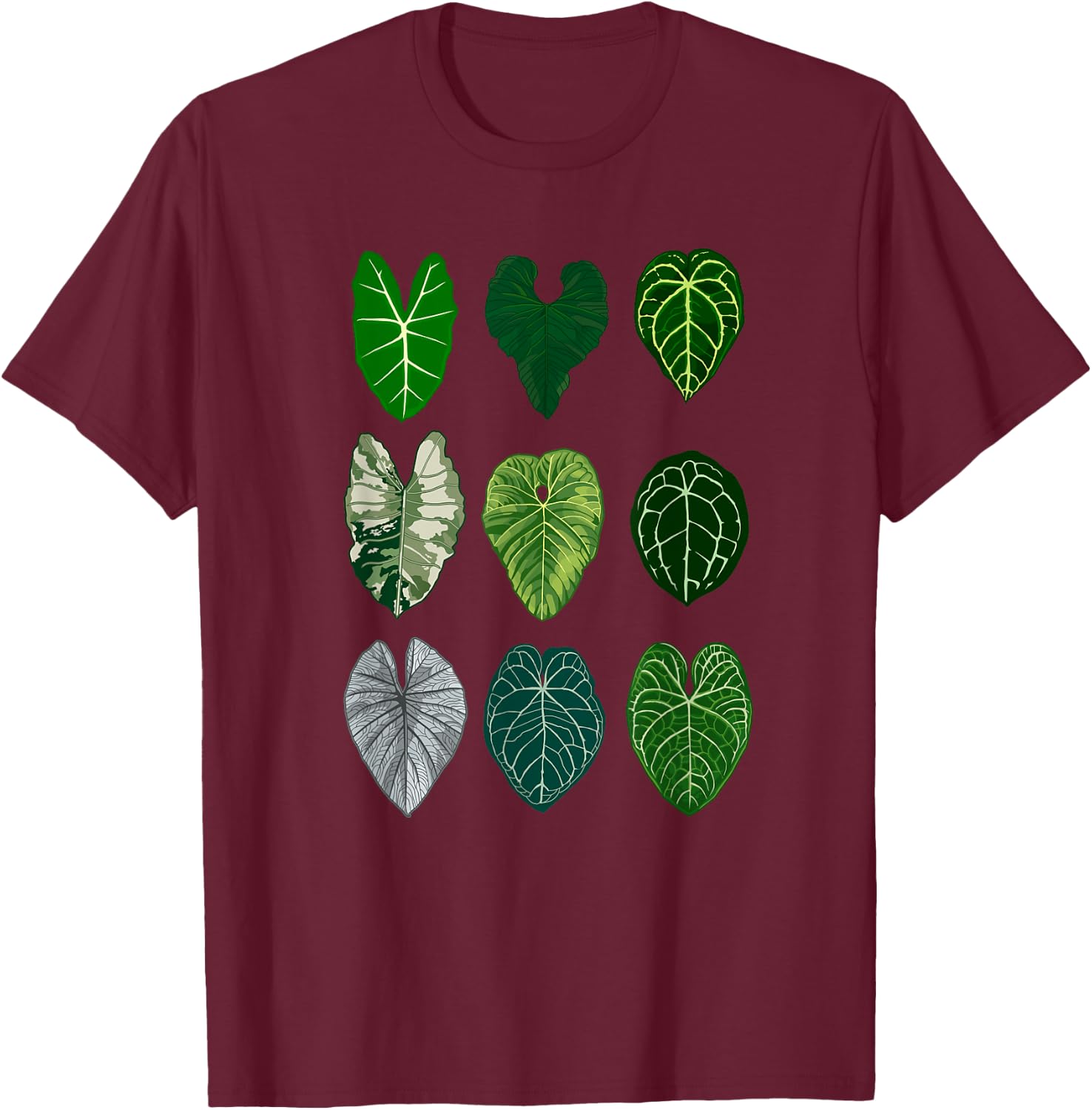 Botanist Garden Alocasia Anthurium Plant Collection leaves T-Shirt - T-Shirt | Maroon
