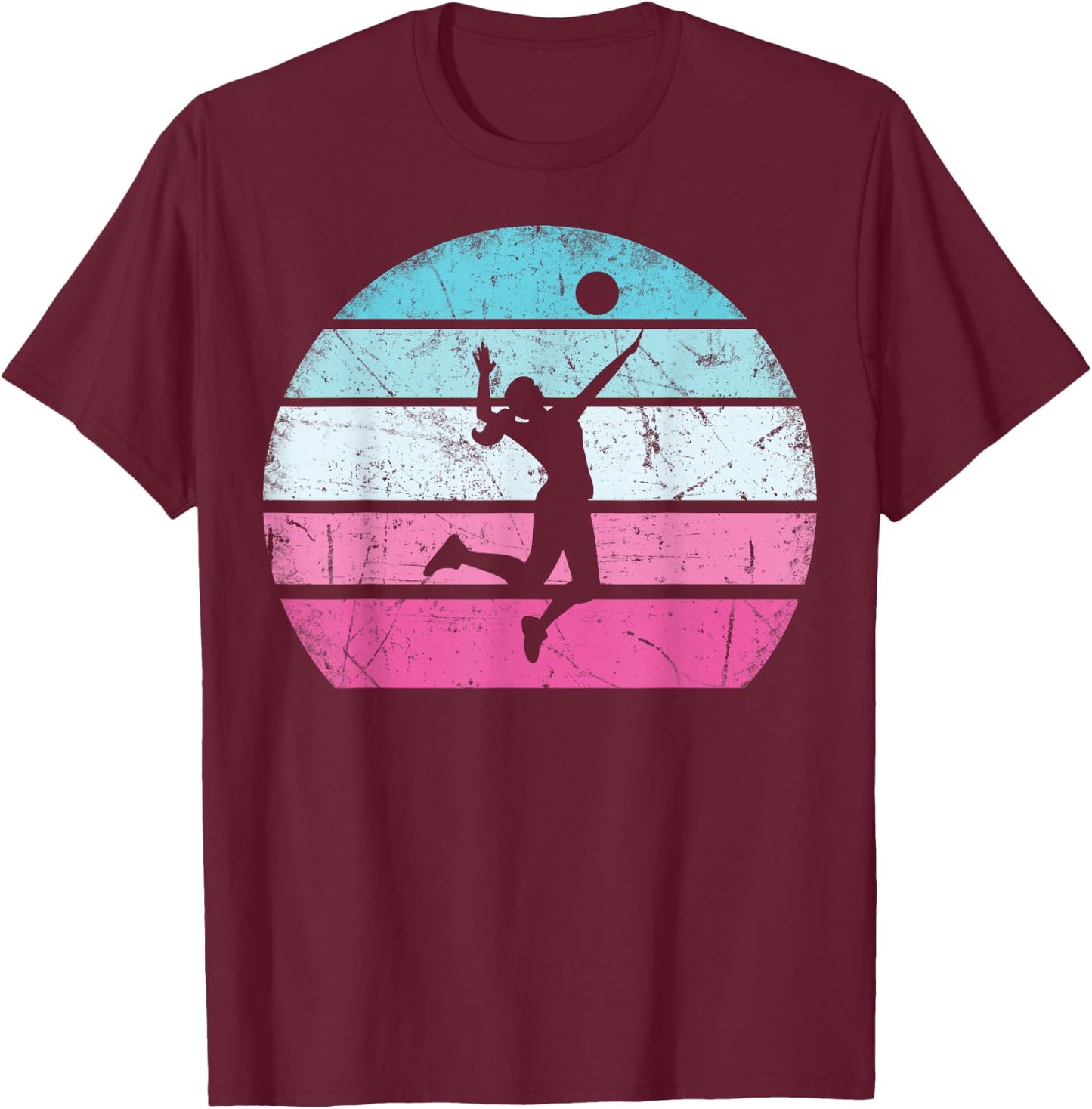 Volleyball Girl Retro Vintage T-Shirt - T-Shirt | Maroon