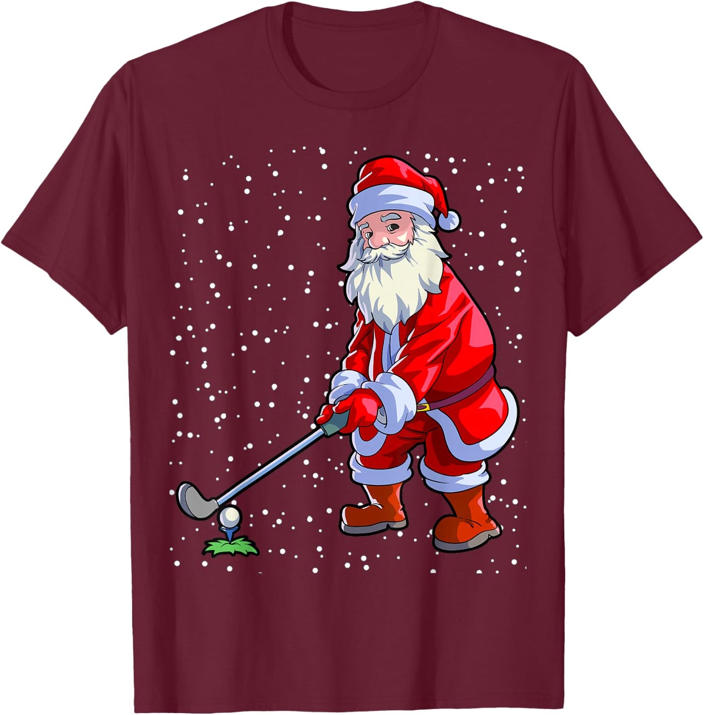 Golf Christmas Shirt Men Golf Club Golf Playing Santa Claus T-Shirt - T-Shirt | Maroon