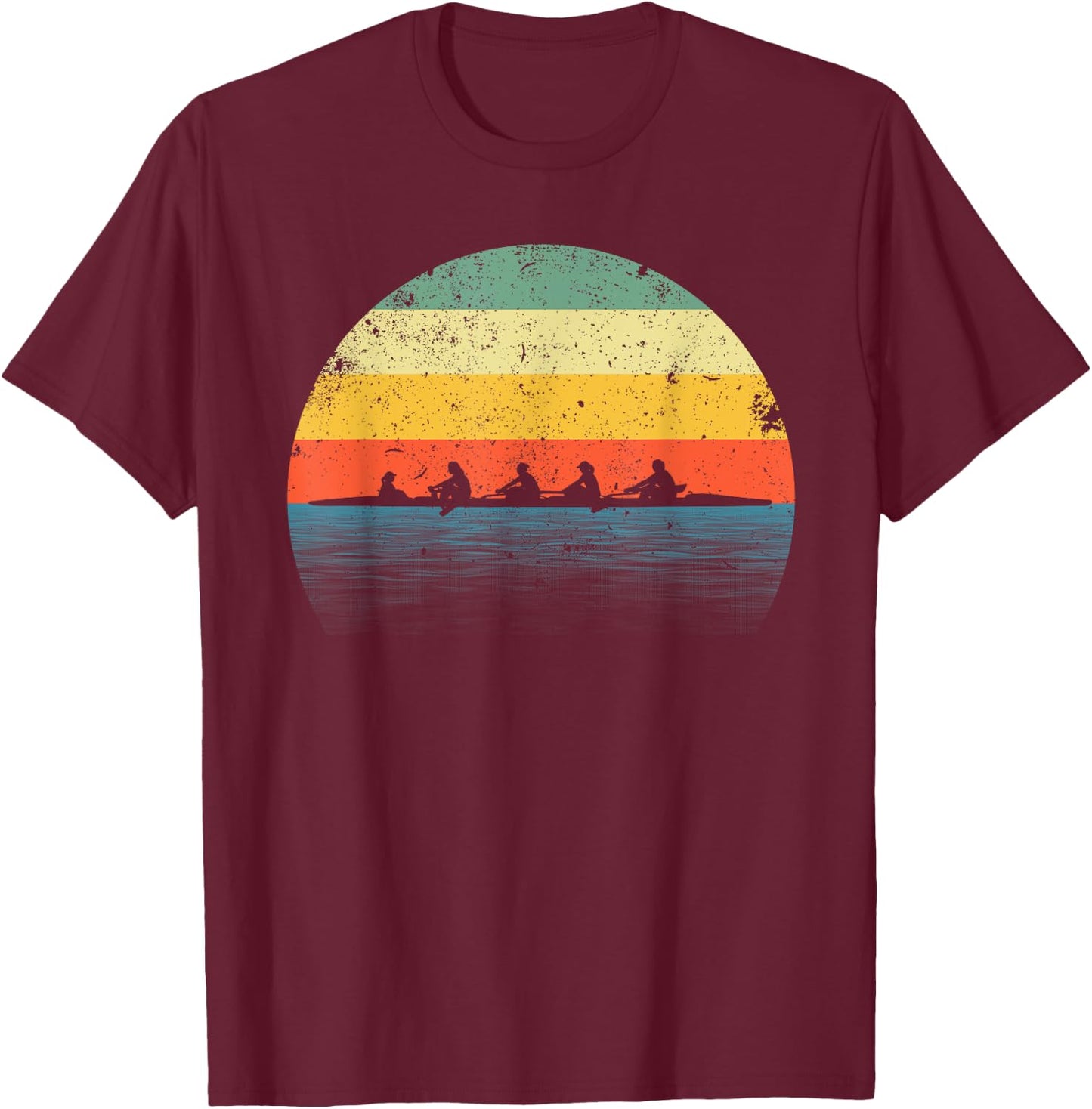 Rowing Art Women Row Team Crew Boat Rower Coxswain T-Shirt - T-Shirt | Maroon