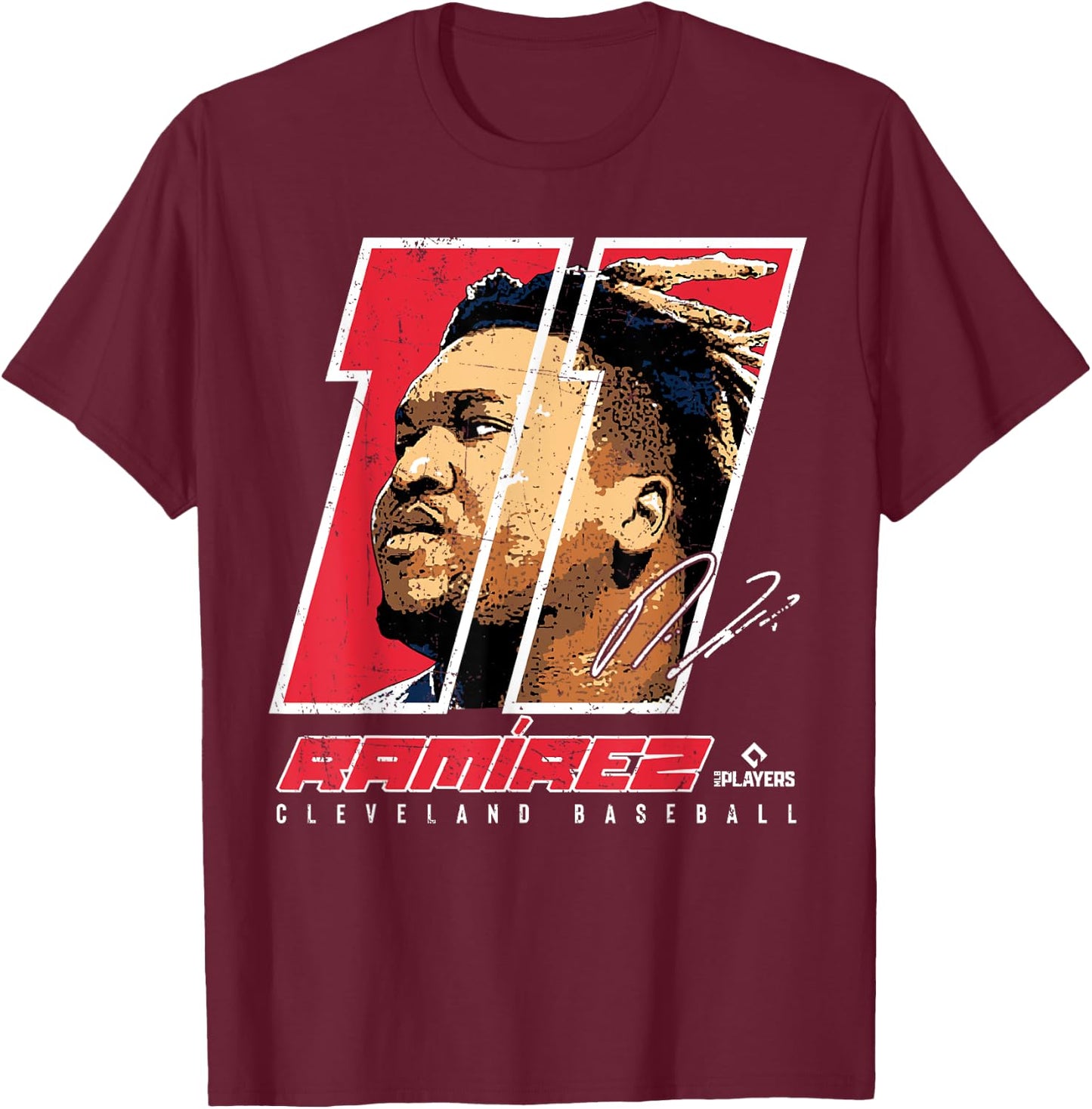 Jose Ramirez - Silhouette Enriquito Cleveland MLBPA T-Shirt - T-Shirt | Maroon