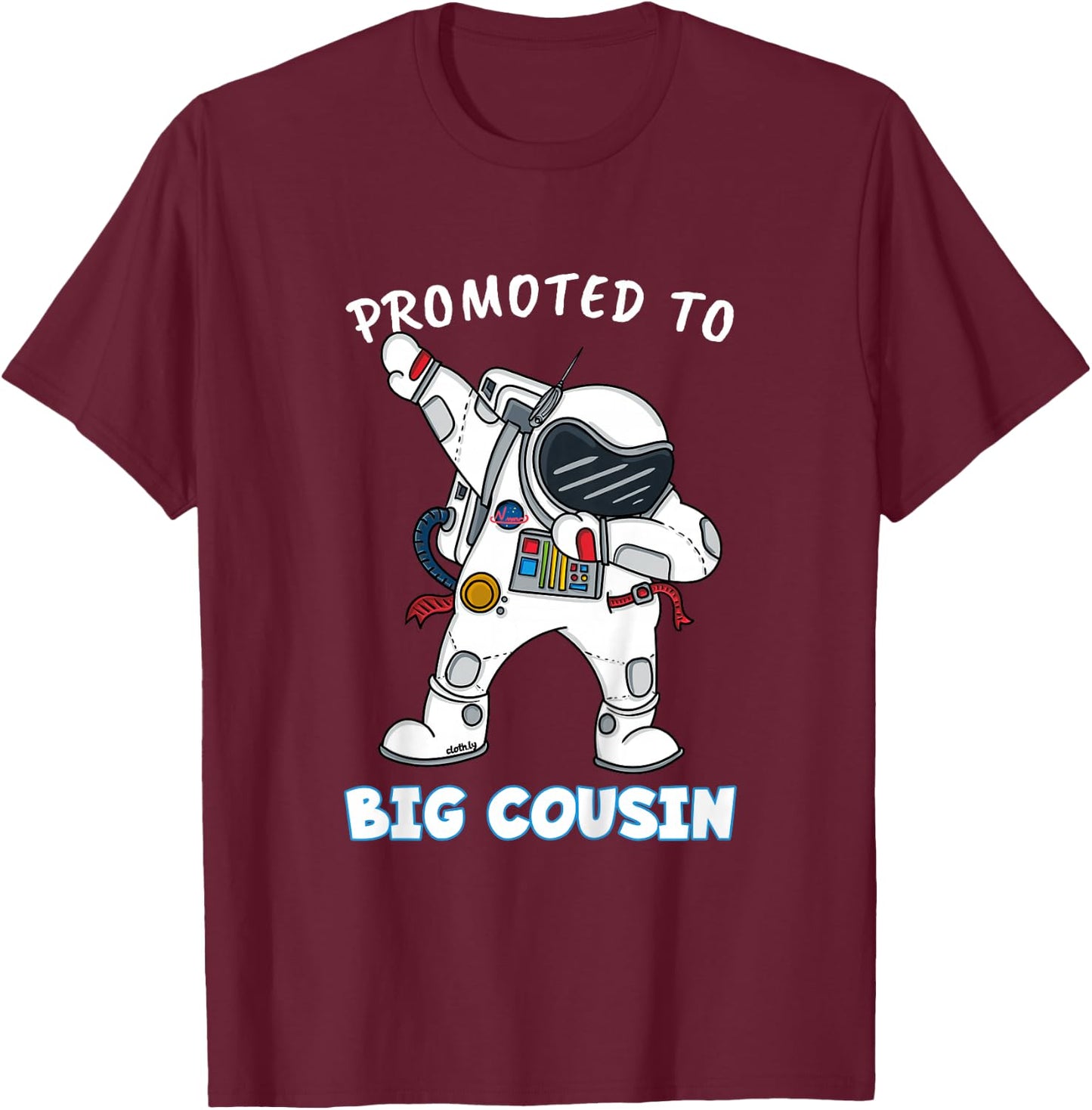 Kids Promoted to Big Cousin Boy Dabbing Astronaut T-Shirt - T-Shirt | Maroon