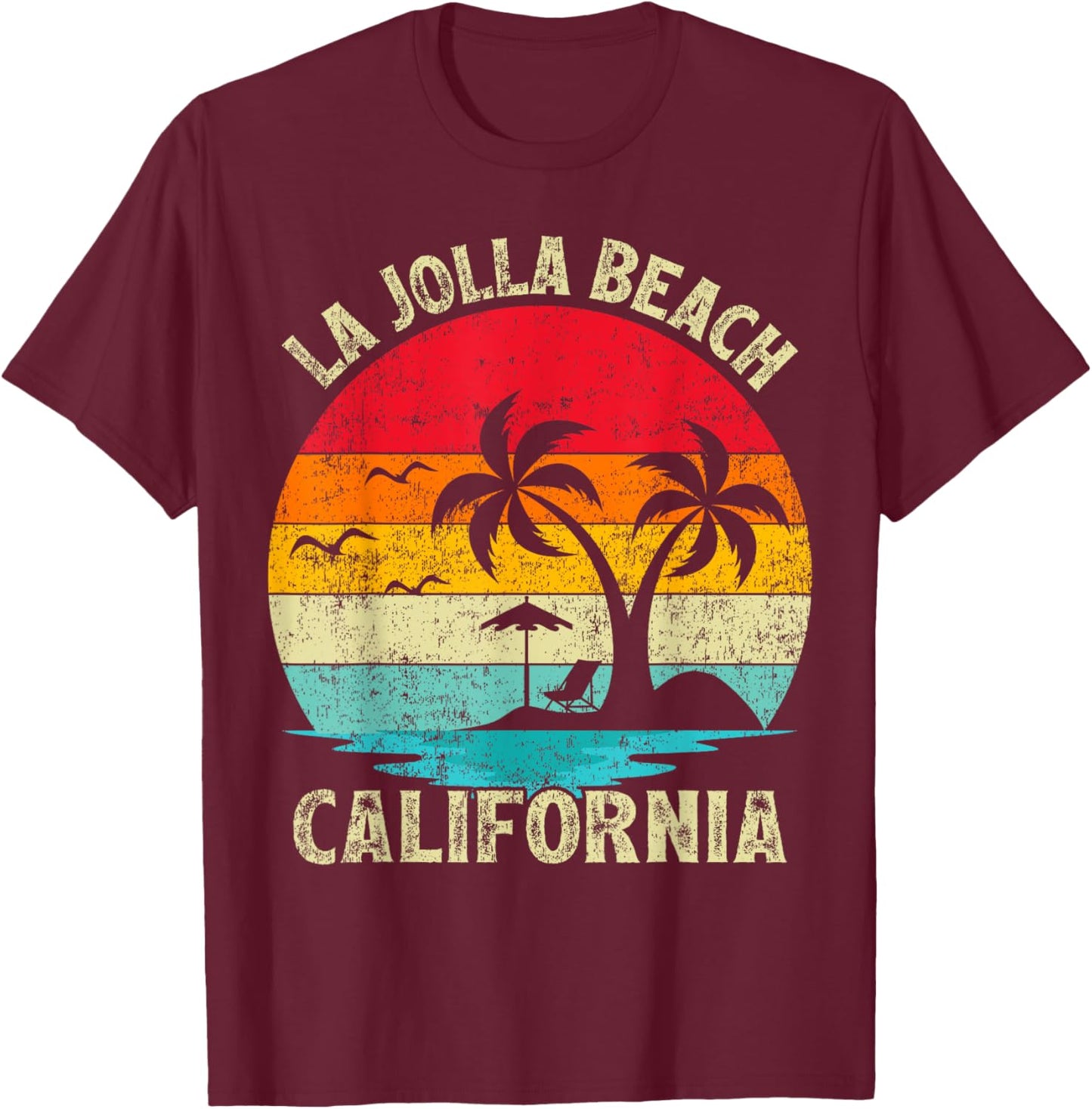 Family Vacation Vintage Retro California La Jolla Beach T-Shirt - T-Shirt | Maroon