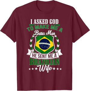 I Love my Brazilian Wife Anniversary for Husband T-Shirt - T-Shirt | Maroon
