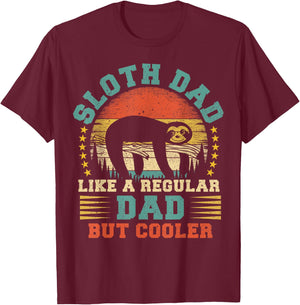 Vintage Sloth Dad Like A Regular Dad Sloth Father's Day T-Shirt - T-Shirt | Maroon