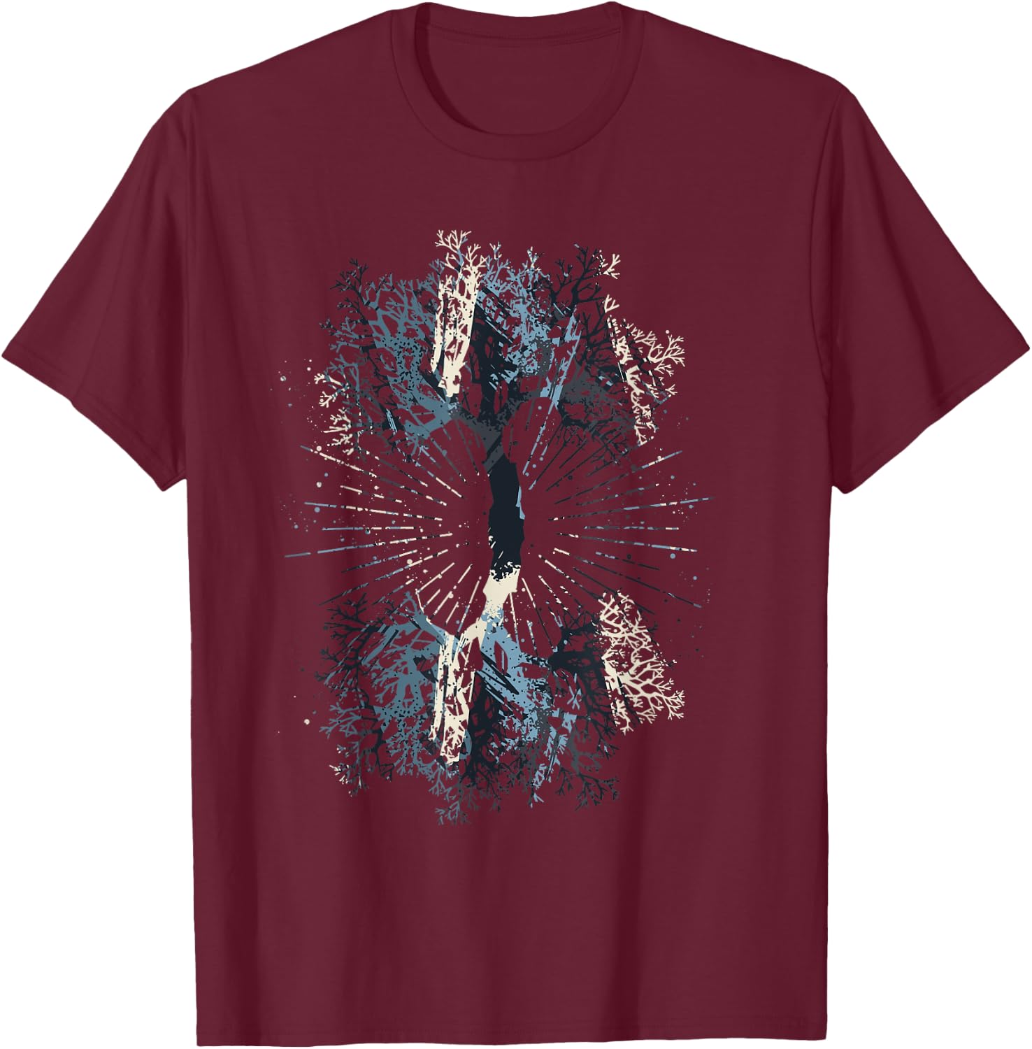 Nature Wildlife Outdoors Reflection Tree Forest T-Shirt - T-Shirt | Maroon