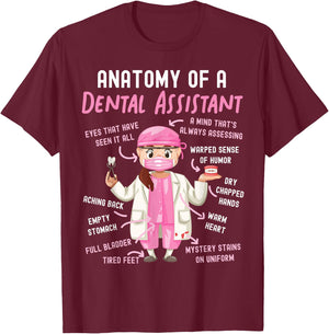 Dental Assistant Anatomy T-Shirt - T-Shirt | Maroon