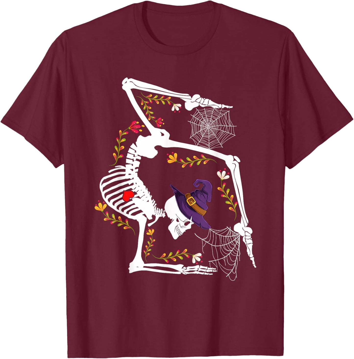 Skeleton Gymnast Lazy Halloween Costume Funny Gymnastics T-Shirt - T-Shirt | Maroon
