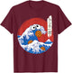 Great Wave Monster Eating Cookies Japanese Kanji Cookie Wave T-Shirt - T-Shirt | Maroon