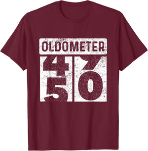 Auto Mechanic 50th Birthday Oldometer Odometer High Mileage T-Shirt - T-Shirt | Maroon
