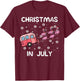 Christmas in July Flamingo Trailer Summer Xmas Camp Camper T-Shirt - T-Shirt | Maroon