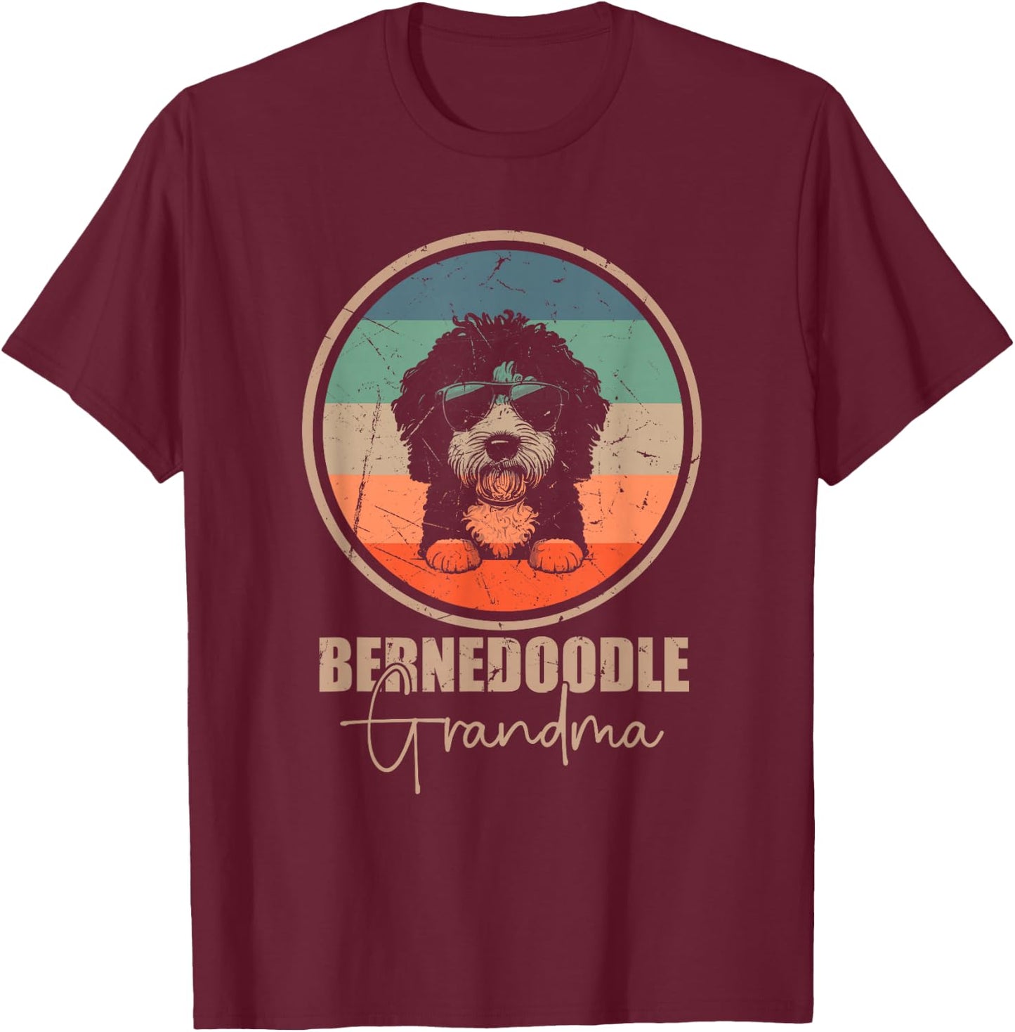 Vintage Bernedoodle Grandma Dog Owner Women Mothers Day Mom T-Shirt - T-Shirt | Maroon