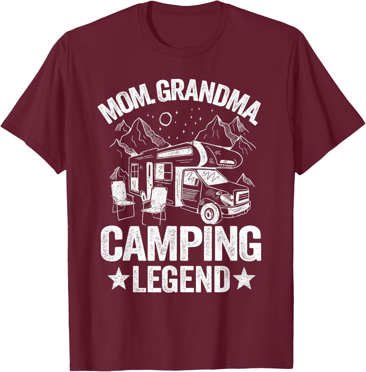 Mom Grandma Camping Legend RV Camper Outdoor Women Camping T-Shirt - T-Shirt | Maroon