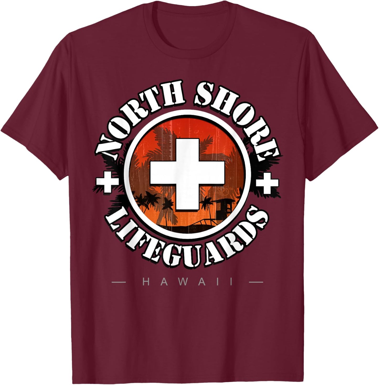 Epic Surf HI Hawaiian Oahu Hawaii Lifeguards North Shore T-Shirt - T-Shirt | Maroon