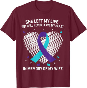 In Memory of Wife Suicide Awareness Prevention Men Husband T-Shirt - T-Shirt | Maroon