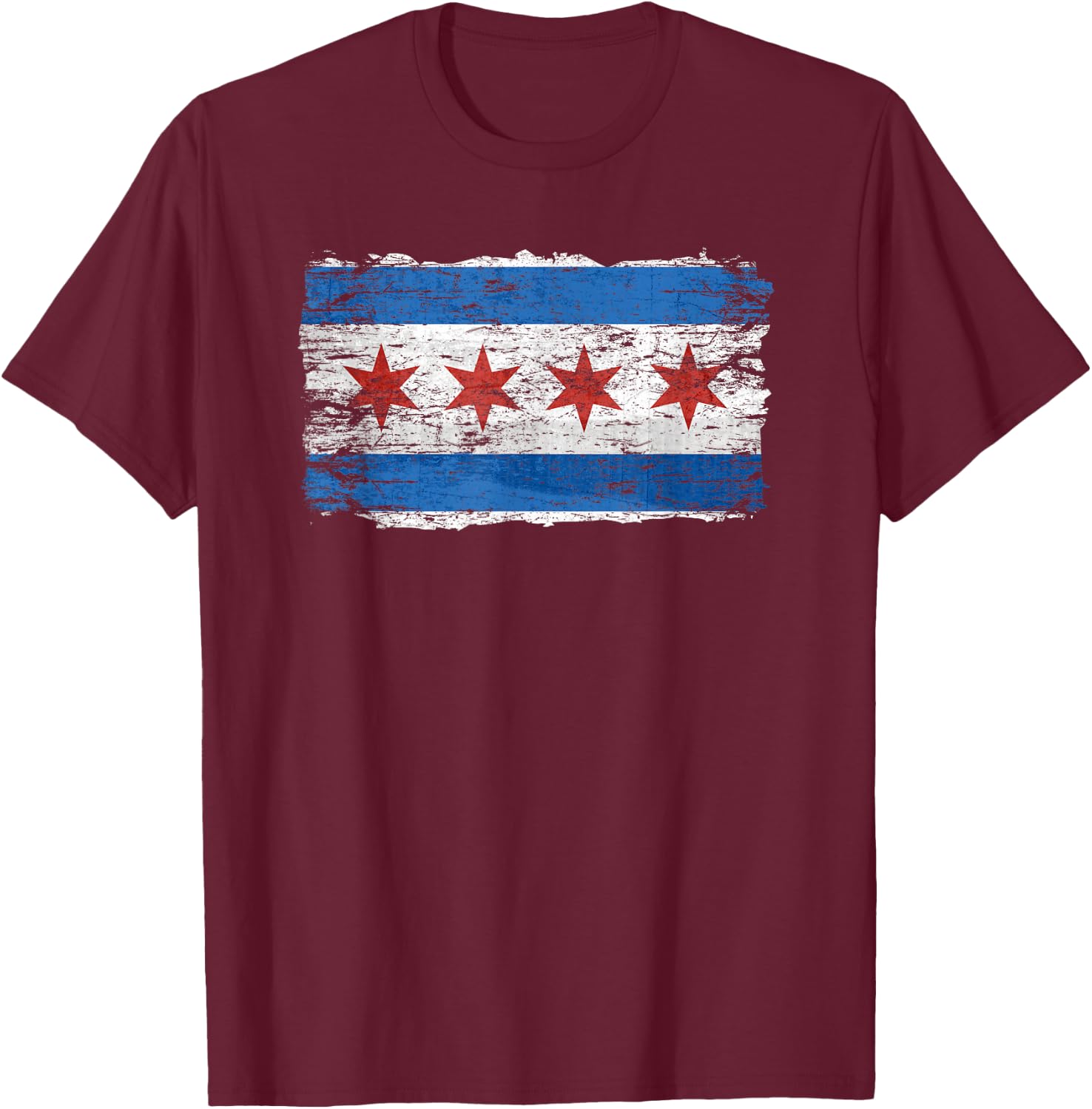 Chicago Flag Proud Citizen Traveler Fan T-Shirt - T-Shirt | Maroon