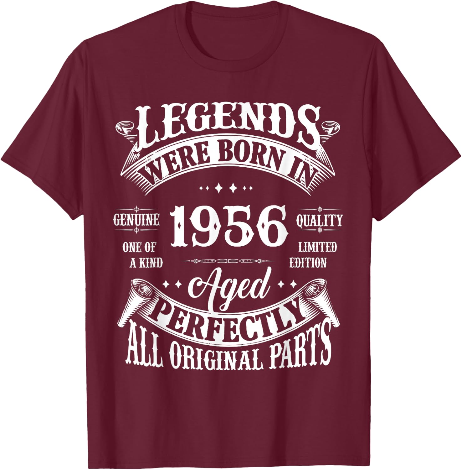 70th Birthday Gift Vintage Legends Born in 1956 70 Years Old T-Shirt - T-Shirt | Maroon