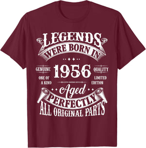 70th Birthday Gift Vintage Legends Born in 1956 70 Years Old T-Shirt - T-Shirt | Maroon