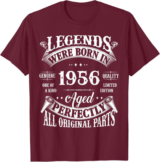 70th Birthday Gift Vintage Legends Born in 1956 70 Years Old T-Shirt - T-Shirt | Maroon
