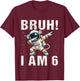Kids Bruh I Am 6 Dabbing Astronaut Space Its My 6th Birthday Boys T-Shirt - T-Shirt | Maroon
