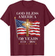 God Bless America Christian Cross Flag 250 Years 1776 2026 T-Shirt - T-Shirt | Maroon