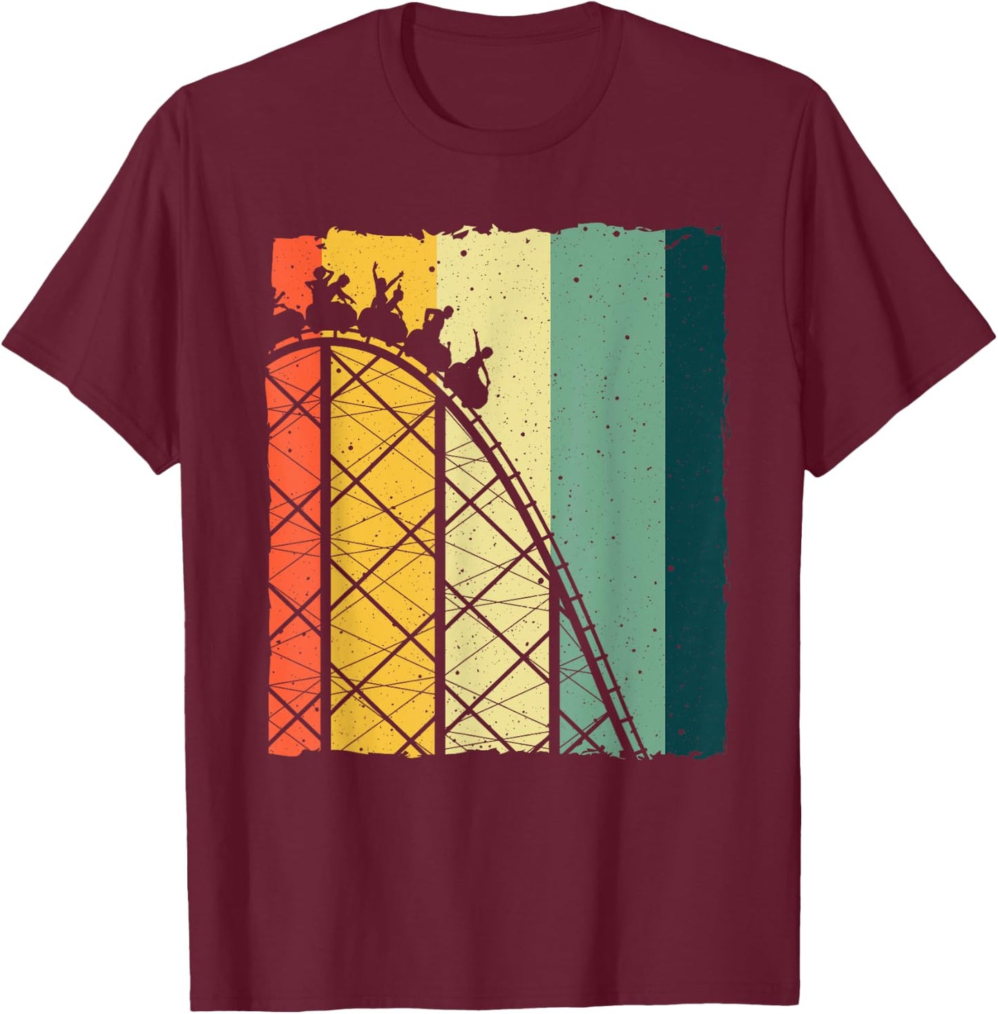 Vintage Roller Coaster Design Theme Park Lover Men Women T-Shirt - T-Shirt | Maroon