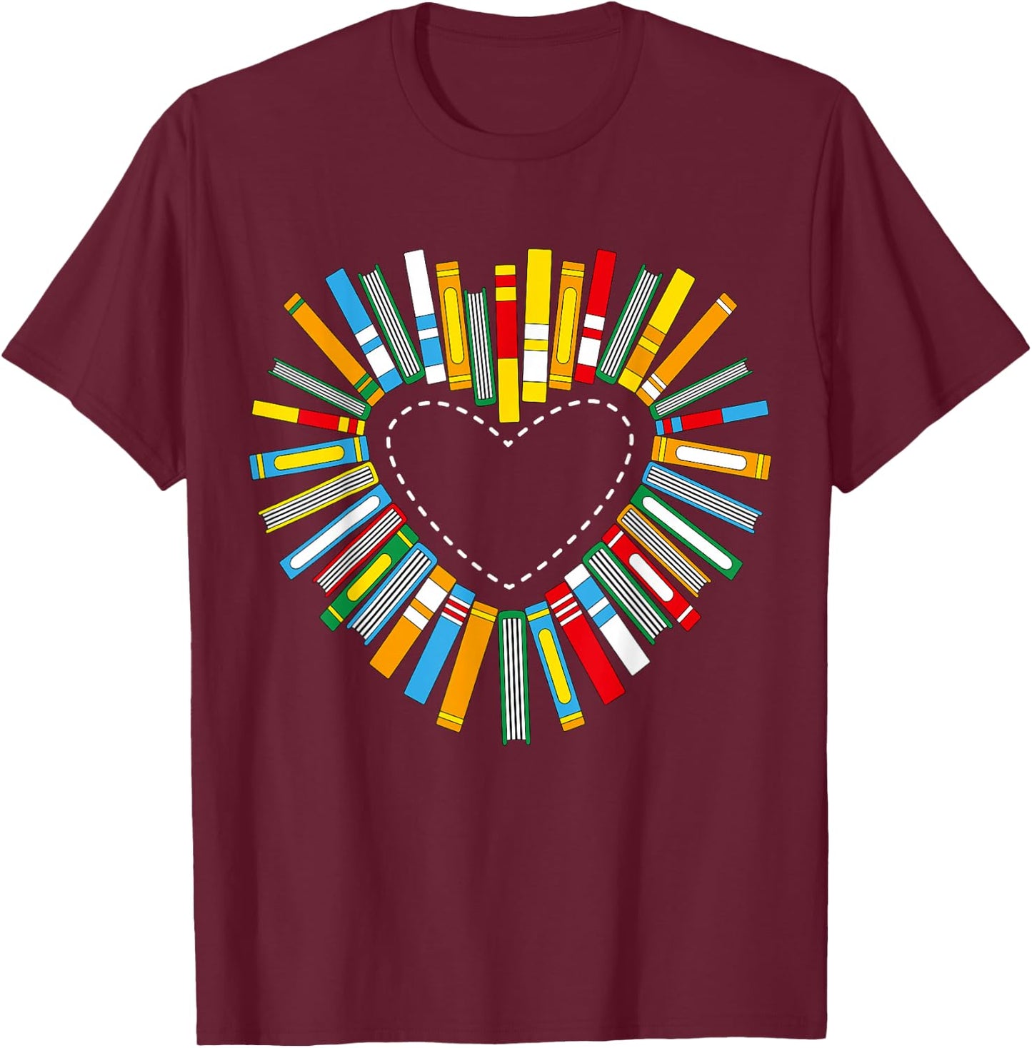 Book Heart Books Love Reading Reading Rat Librarian T-Shirt - T-Shirt | Maroon