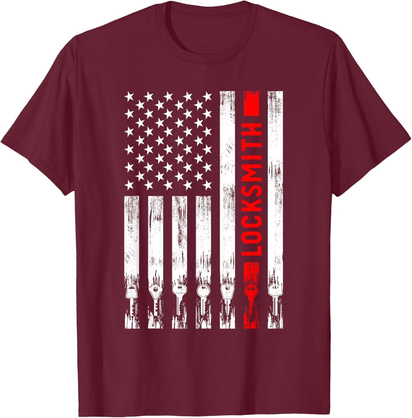 Cool Locksmith Art Women American Flag Lock Picker T-Shirt - T-Shirt | Maroon