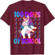 100 Magical Day of School And Still Awesome 100 Days Smarter Unicorn Kids School Shirt Black Kids Small T-Shirt - T-Shirt | Maroon