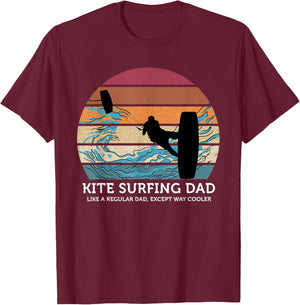 Kite Surfing Dad Vintage Sunset Beach Kite Surfing Lover Women T-Shirt - T-Shirt | Maroon