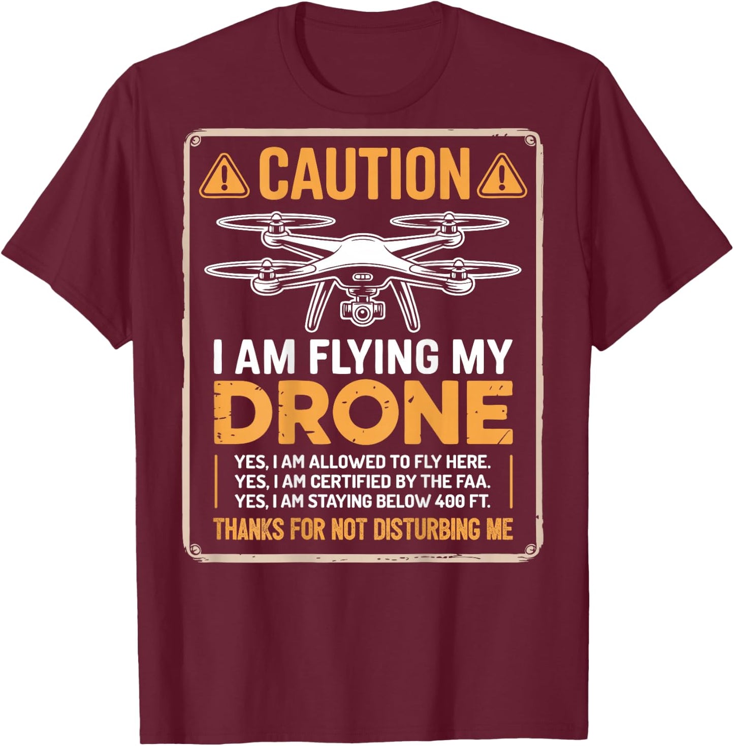 FPV Drone Racer Pilot Do Not Disturb (On Back) T-Shirt - T-Shirt | Maroon