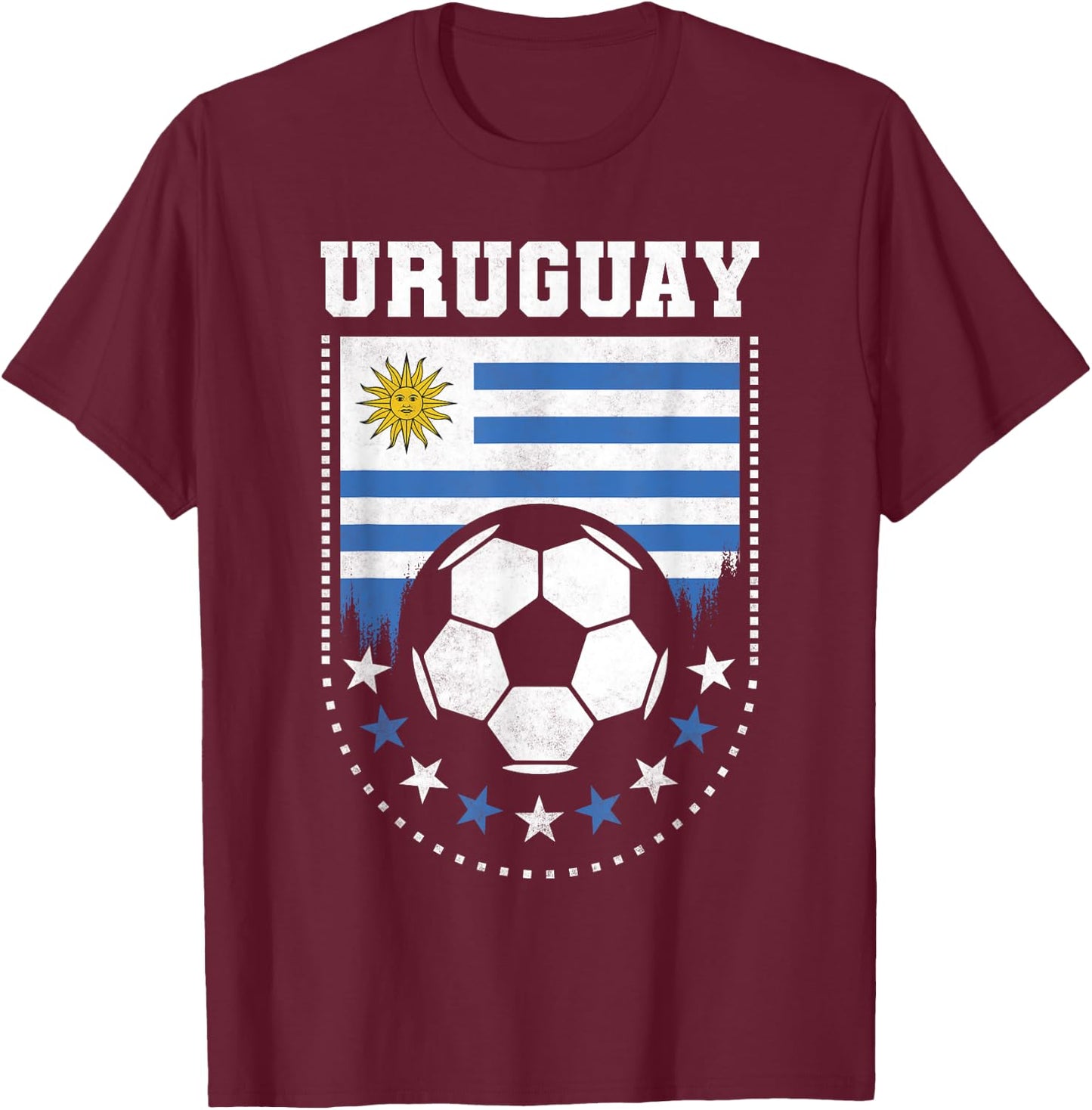 Uruguay Flag Soccer Fan T-Shirt - T-Shirt | Maroon